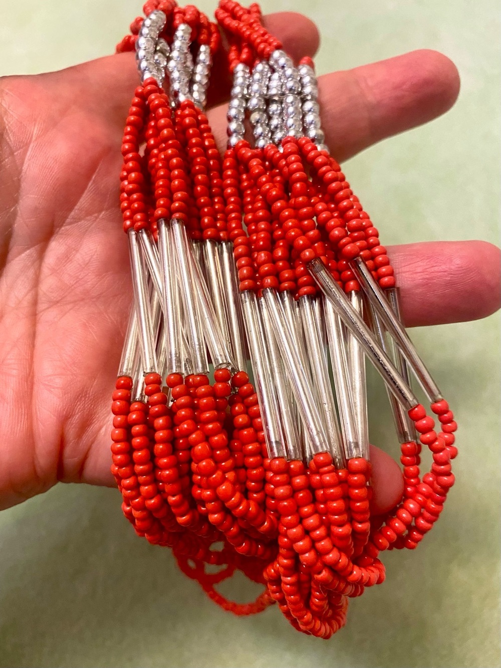 Red Beaded Multi-Strand Necklace - Picture 4 of 5
